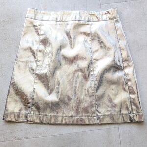 Topshop Metallic Silver Mini Skirt